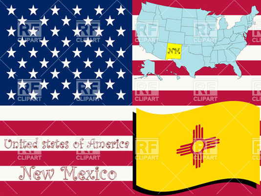 534x400 New Mexico State Flag And Map Outline Vector Image Of Signs