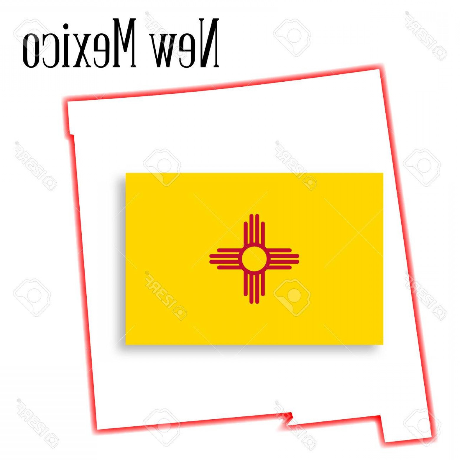 1560x1560 Photostock Vector Outline Map Of The State Of New Mexico With Flag
