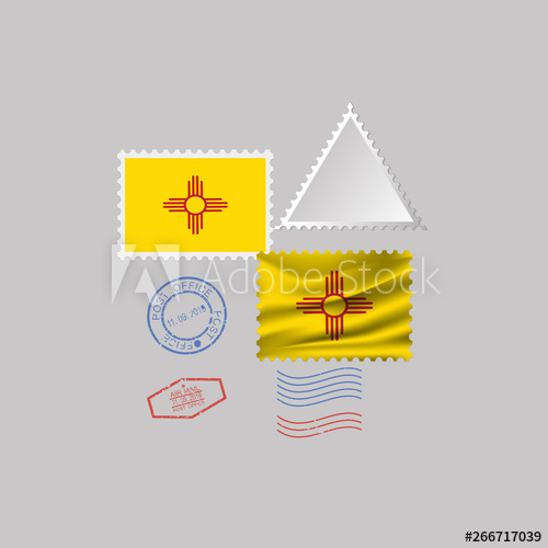500x500 Postage Stamp With The Image Of New Mexico State Flag Vector