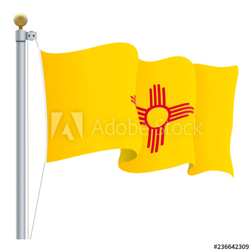 500x500 Waving New Mexico Flag Isolated On A White Background Vector