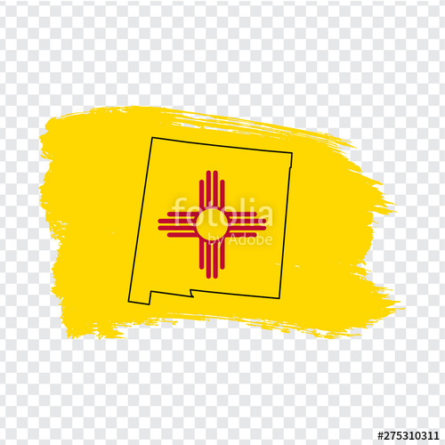 500x500 Flag Of New Mexico From Brush Strokes And Blank Map Of New Mexico