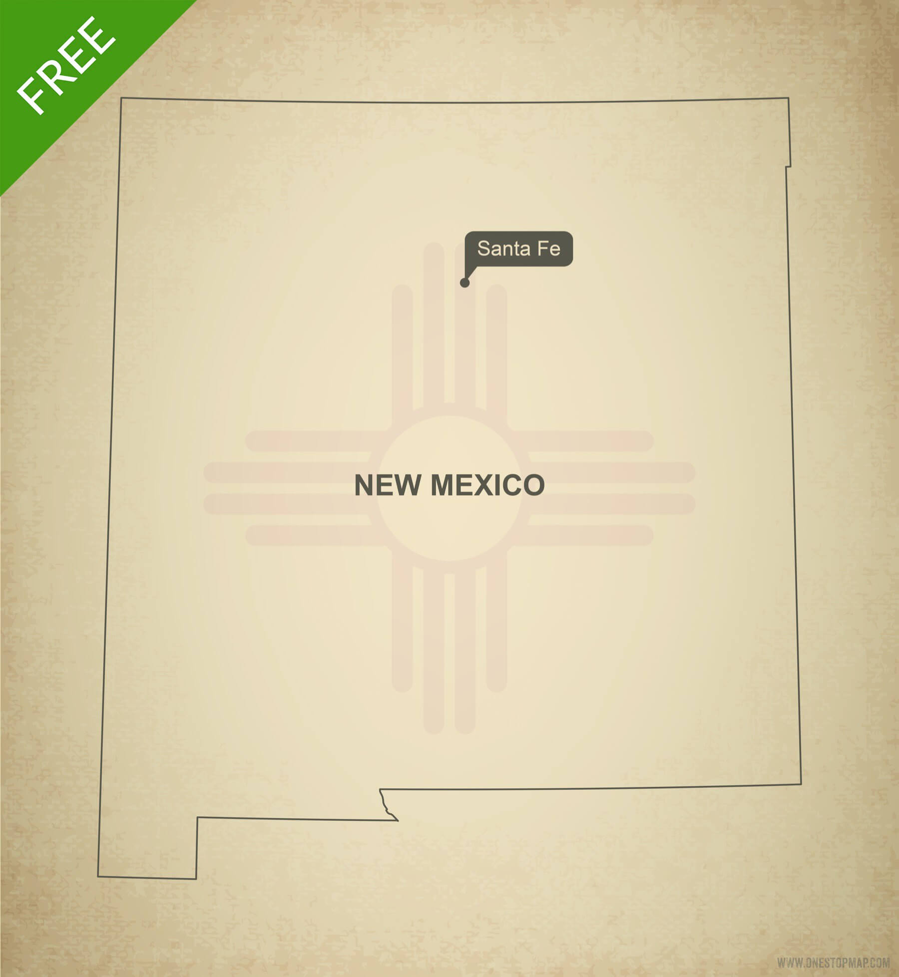 1800x1957 Free Vector Map Of New Mexico Outline One Stop Map