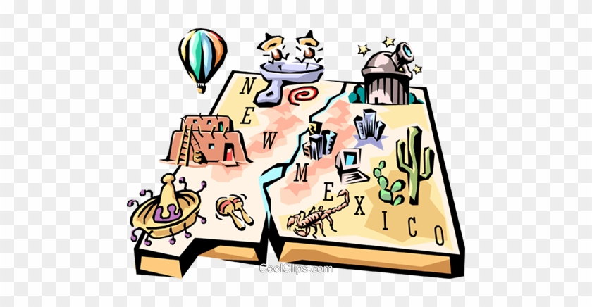 840x436 New Mexico Vignette Map Royalty Free Vector Clip Art