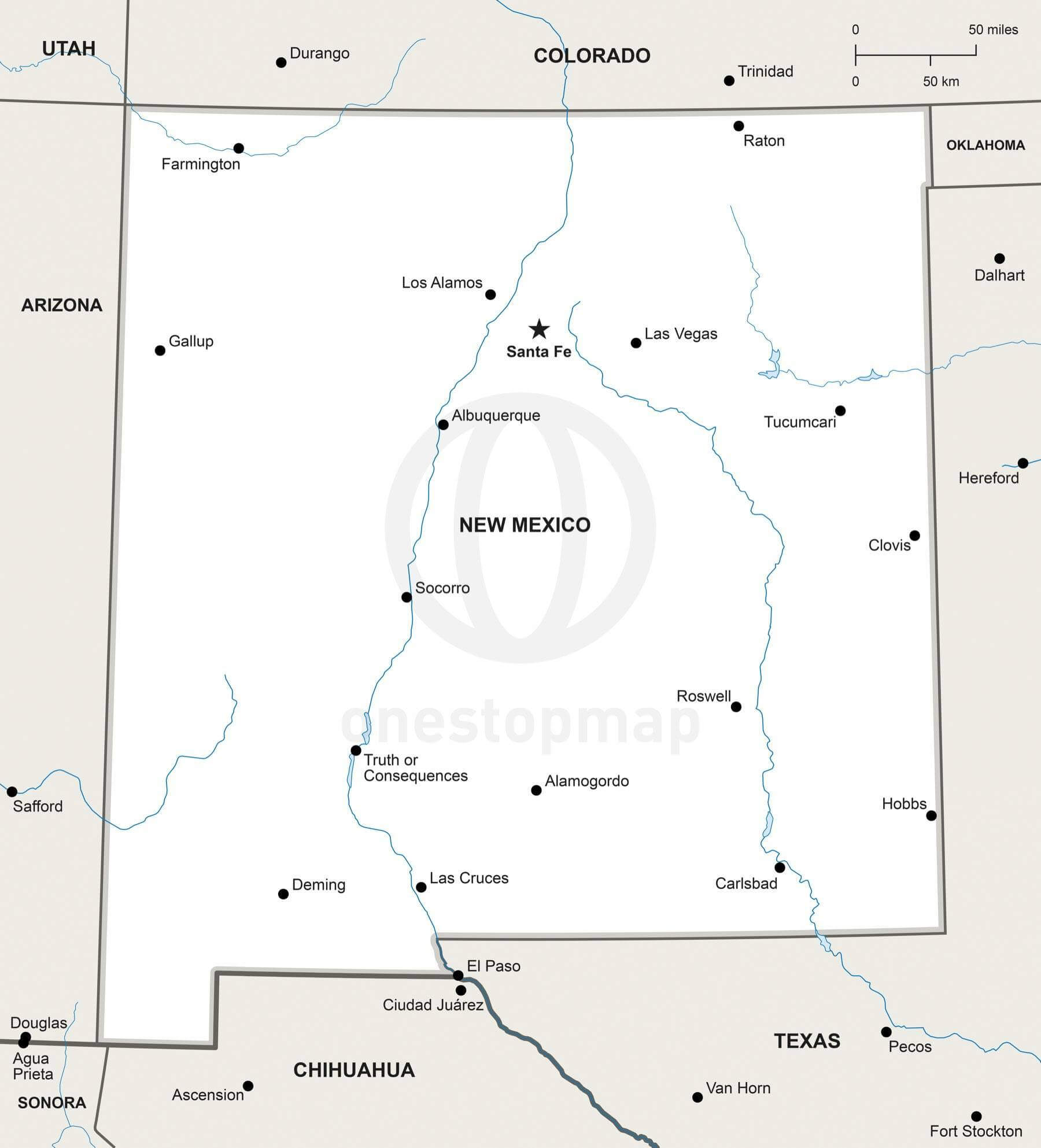 1800x1985 Vector Map Of New Mexico Political One Stop Map