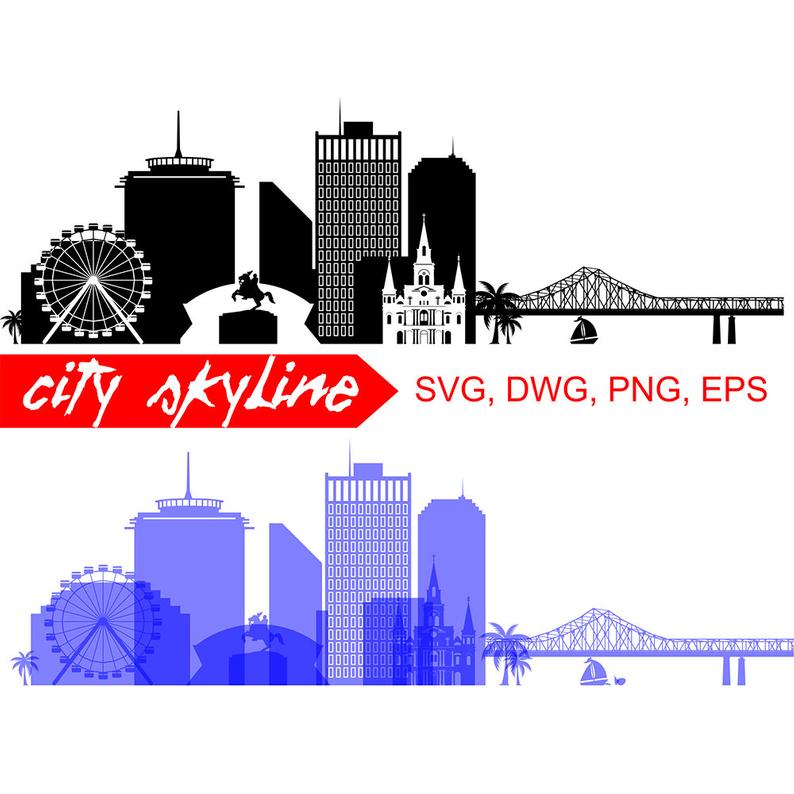 794x794 New Orleans New Orleans City Vector Skyline Louisiana Etsy