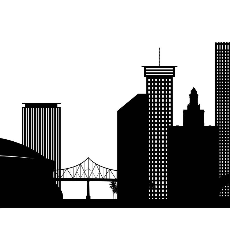 794x794 New Orleans Skyline Printable New Orleans Black White Wall Etsy