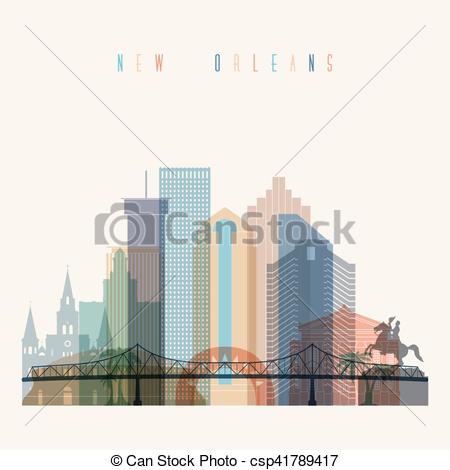 450x470 New Orleans Skyline Poster Transparent Styled New Orleans