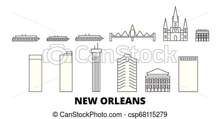 450x244 United States, New Orleans Line Travel Skyline Set United States