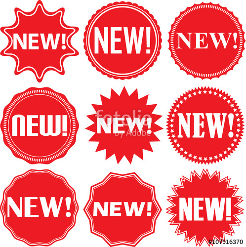 498x500 New Signs Set, New Sticker Set, Vector Illustration Stock Image