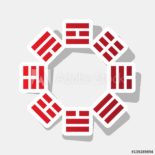 500x500 Bagua Sign Vector New Year Reddish Icon With Outside Stroke