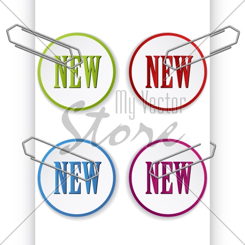 500x500 Vector New Sign Labels With Paperclips