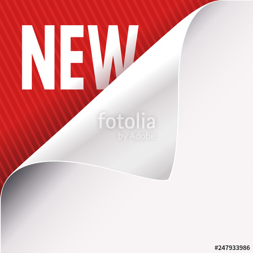 500x500 Curled White Paper Corner On Red And New Sign Stock Image