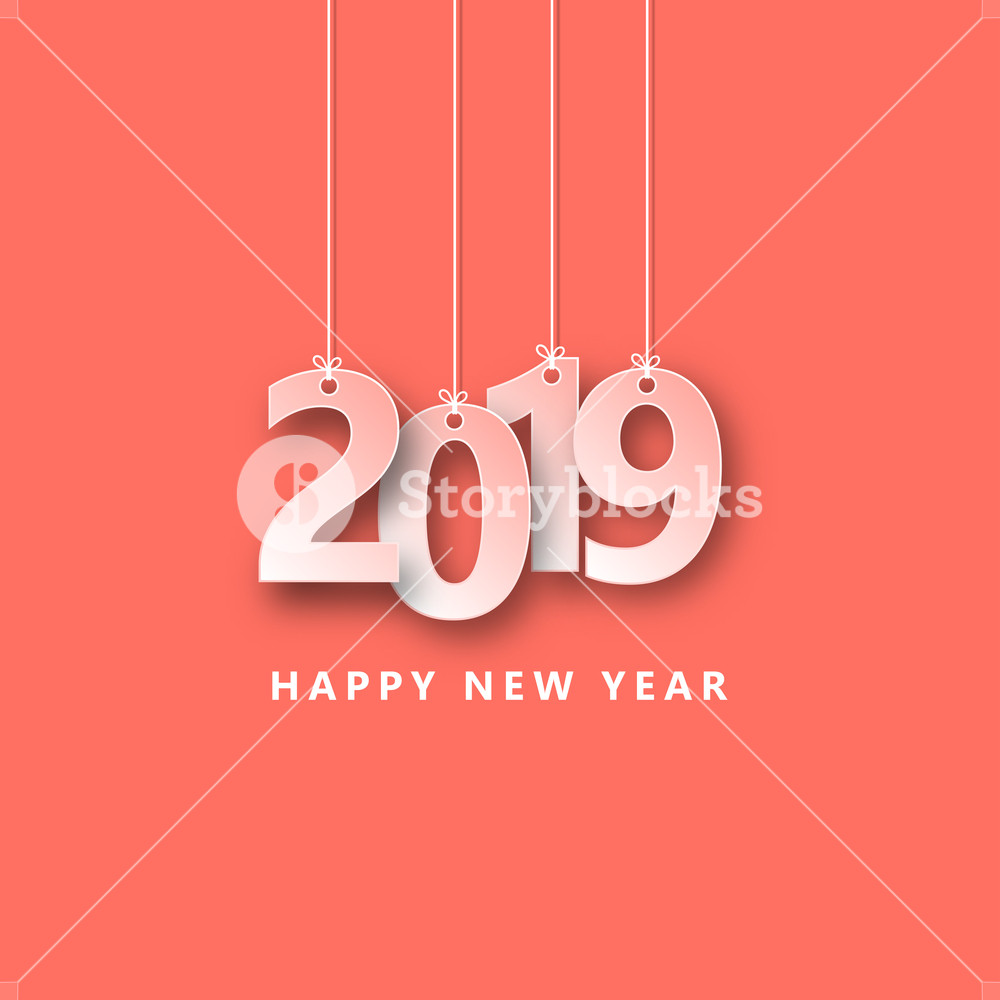 1000x1000 Happy New Year Vector Illustration Creative Design Paper Cut