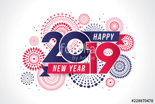 500x334 Vector Illustration Of Fireworks Happy New Year Theme Stock