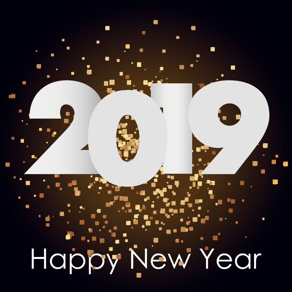 1024x1024 Happy New Year And Christmas Background With Gold Confetti