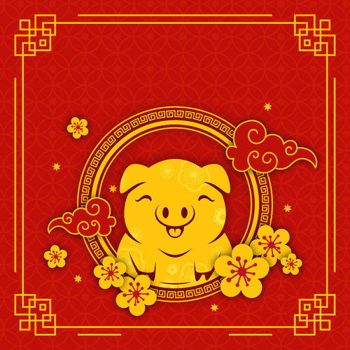 500x500 Cute Pig With Chinese New Year Vector Free Download