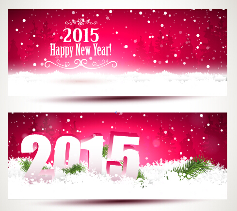 489x437 Happy New Year Winter Banners Vector Free Download