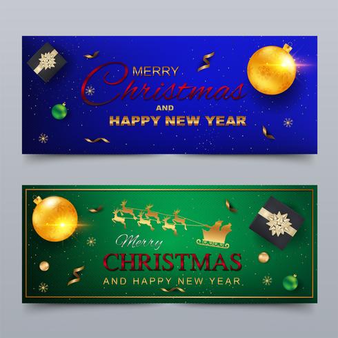 490x490 Merry Christmas And Happy New Year Banner, Greeting Card Design