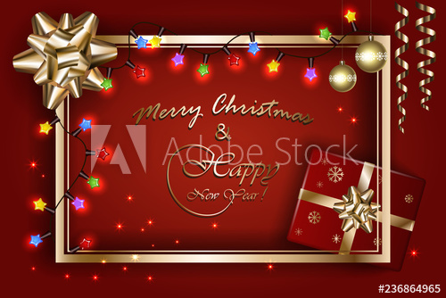 500x334 Merry Christmas And New Year Banner, Vector Sparkling Lights
