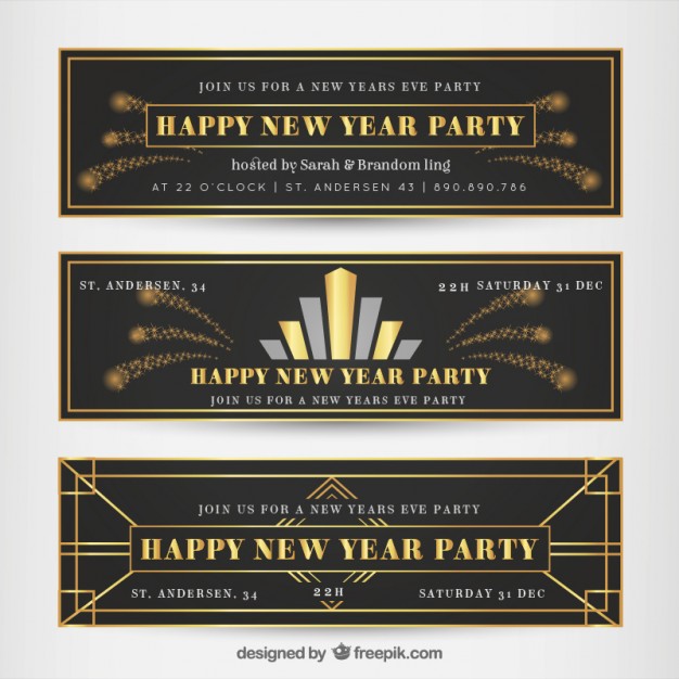 626x626 New Year Banners In Art Deco Style Free Vectors Ui Download