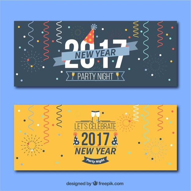 626x626 New Year Banners With Streamer Vector Free Download