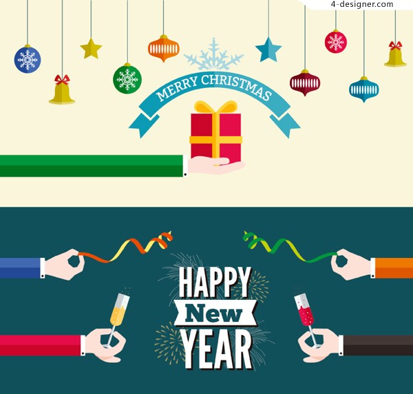 600x573 Designer Creative Christmas And New Year Banner Vector Material