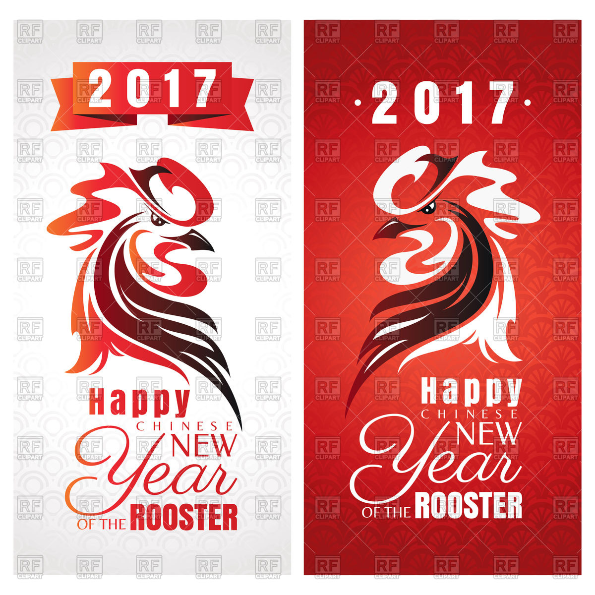 1200x1200 Chinese New Year Greeting Cards With Rooster For Year Vector