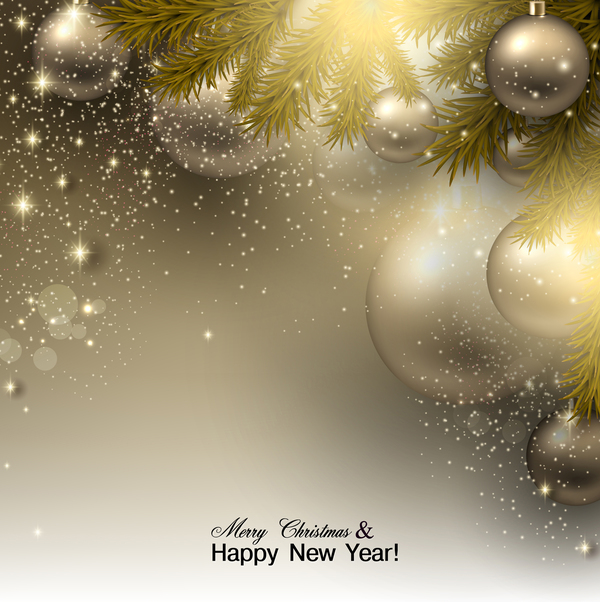 600x602 Golden Christmas Ball With New Year Greeting Card Vector Free Download