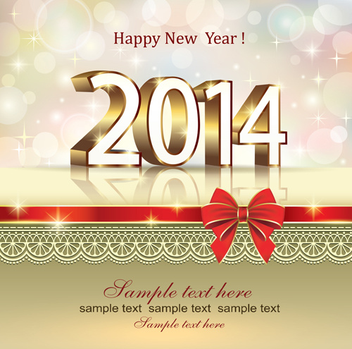 500x495 New Year Bow Greeting Cards Vector Free Vector In Adobe