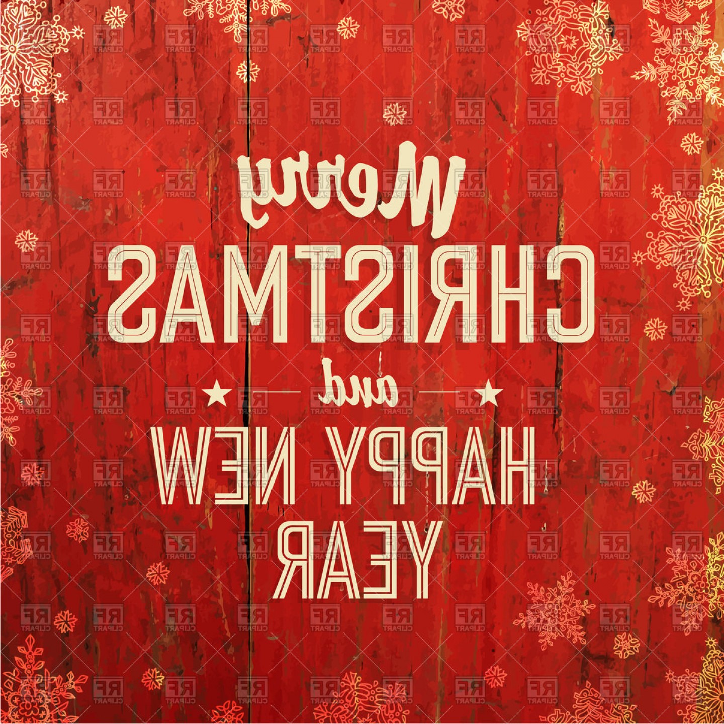 1440x1440 Merry Christmas And Happy New Year Greeting Card With Snowflakes