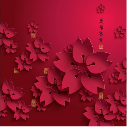 425x425 Free Vector Paper Cutting Flower Chinese New Year Background