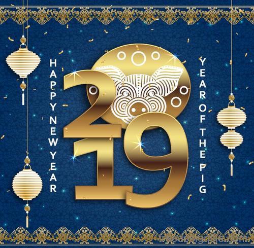 500x489 Happy Chinese New Year Of The Pig Vector Design Free Vector