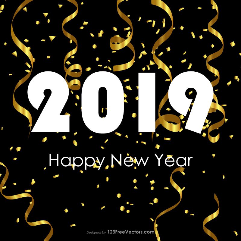 800x800 Happy New Year Gold Streamer And Confetti Background New