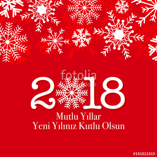 500x500 Happy New Year Vector Greeting Card Winter Snow Card Turkish