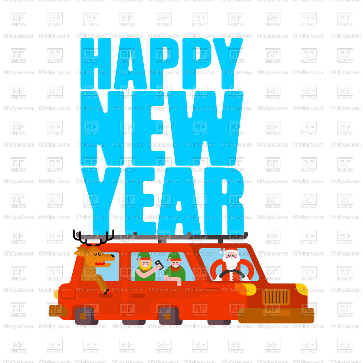 1200x1200 Santa Claus In Car Happy New Year Vector Image Of Holiday