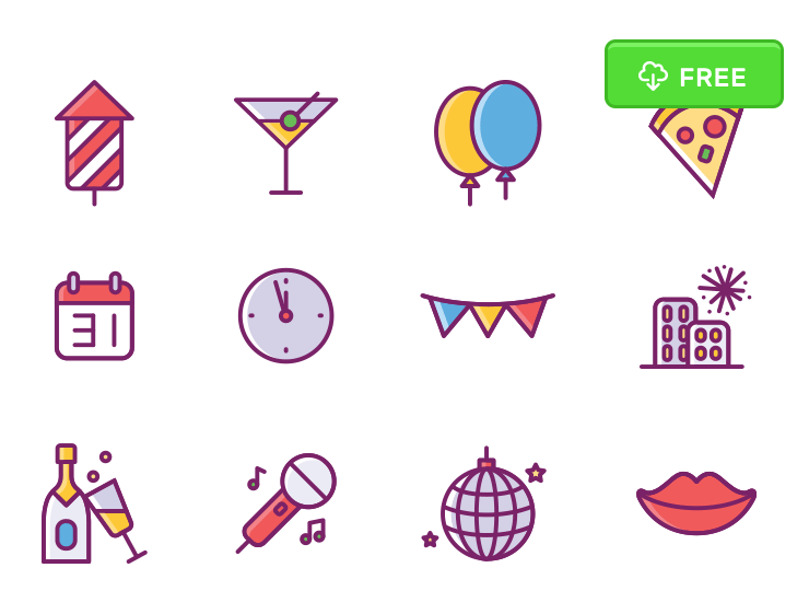 740x561 Free New Years Eve Vector Icons Pixelsmarket