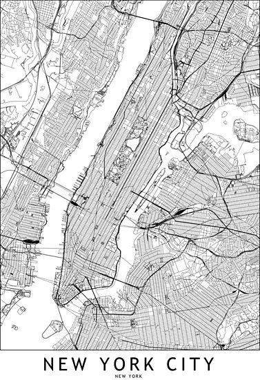 377x550 New York White Map Poster Posters I Like For Dorm Possibly