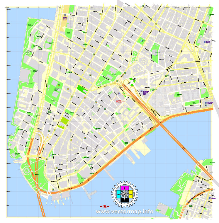 747x761 Printable Map Financial District Of New York City Adobe Illustrator