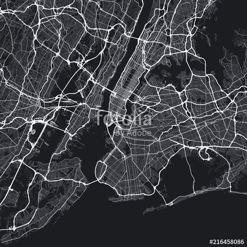 500x500 Dark New York City Map Road Map Of New York