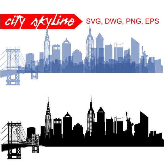 570x570 New York New York City Vector Skyline New York City Etsy