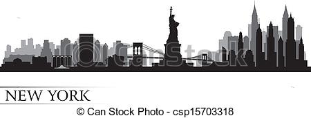 450x172 New York City Skyline Detailed Silhouette Vector Illustration