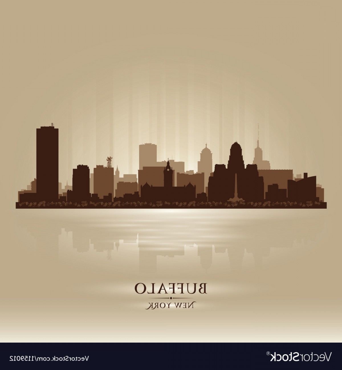 1200x1296 Buffalo New York Skyline City Silhouette Vector Handandbeak