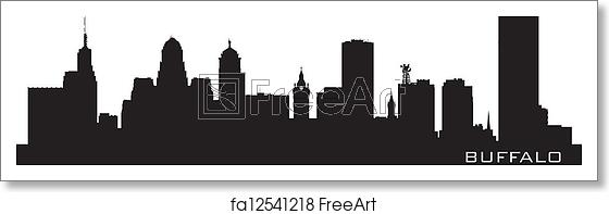 560x197 Free Art Print Of Buffalo, New York Detailed City Silhouette