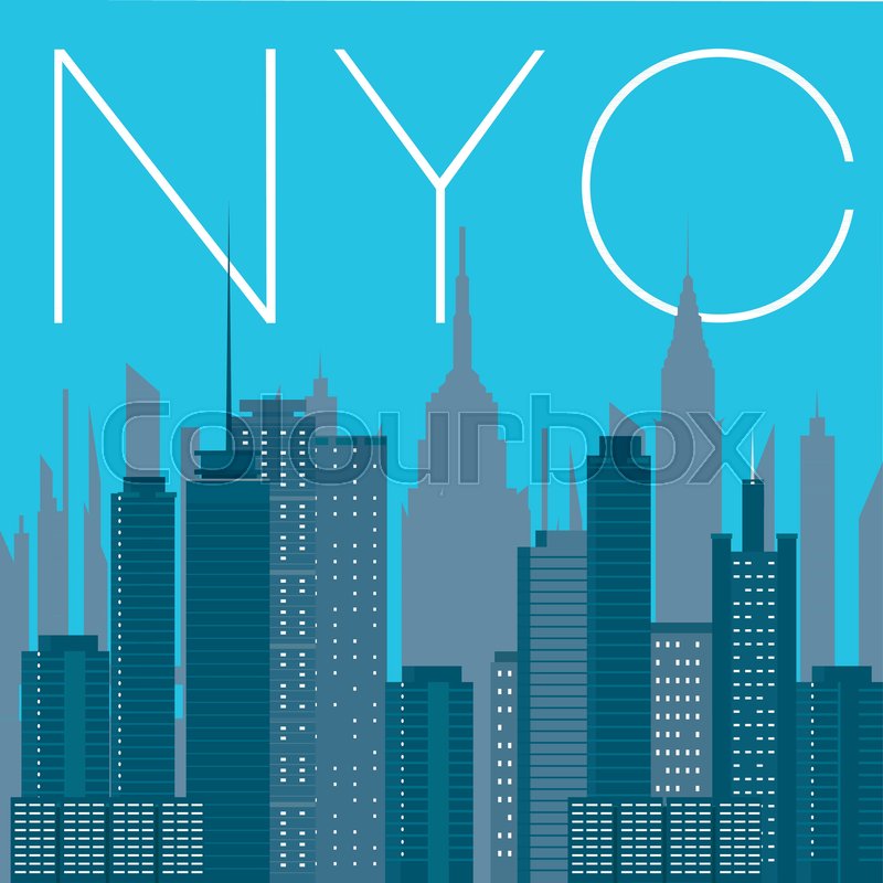 800x800 Nyc Blue Panorama Of New York City Stock Vector Colourbox