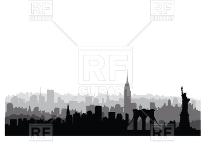 400x277 New York, Usa Skyline Nyc City Silhouette Vector Image