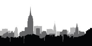320x160 New York City Skyline Black And White Illustration Vector Stock