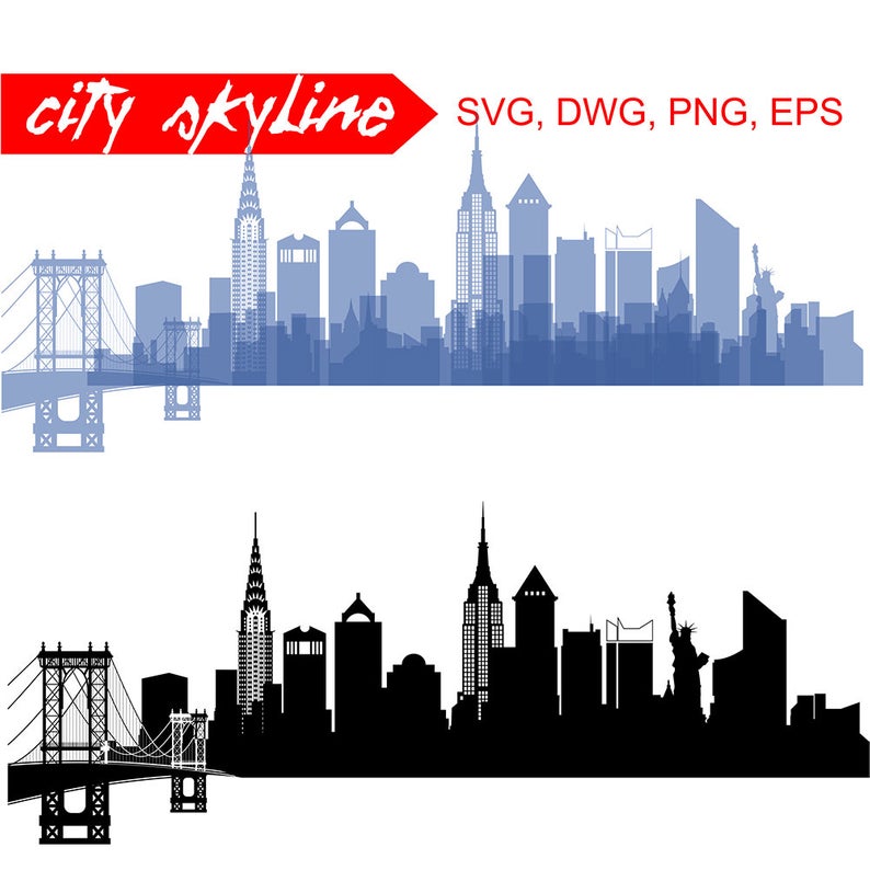 794x794 New York New York City Vector Skyline New York City Etsy