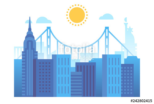 500x338 Illustration Of New York City Vector Landscape Of Buildings