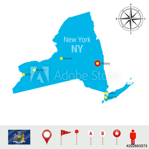 New York Vector Map Isolated On White Background High Detailed 500x500 New York Vector Map Isolated On White Background High Detailed