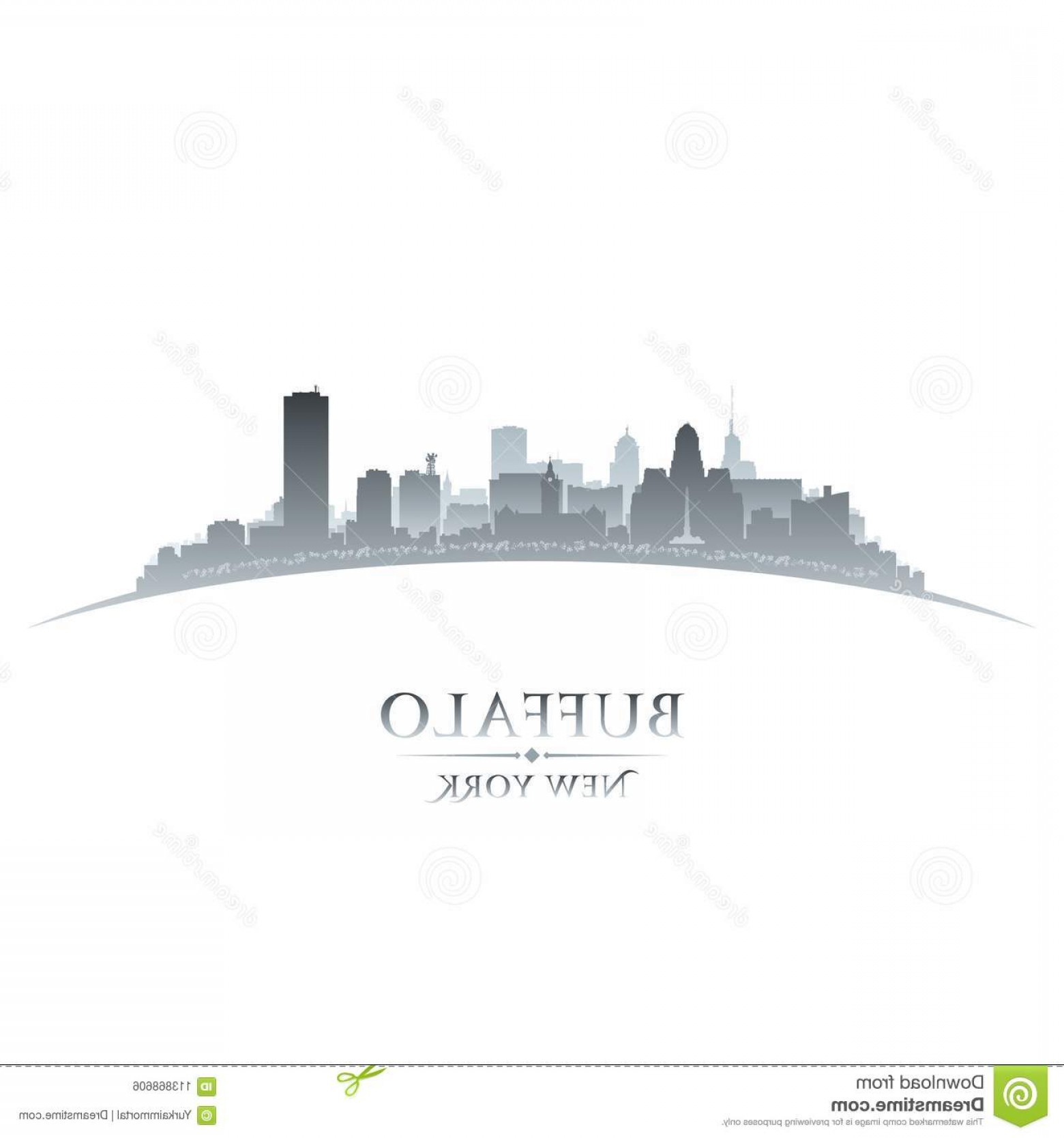 1560x1668 Buffalo New York City Skyline Silhouette Vector Illustration White